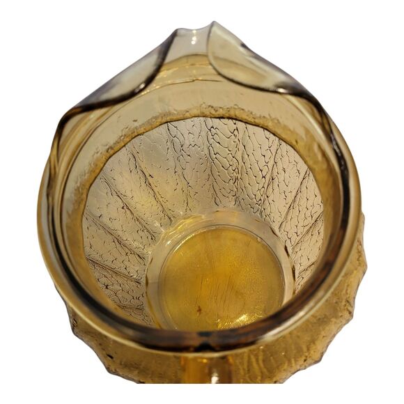 Vintage Anchor Hocking Honey Gold Sprucewood Ribbed Pitcher with Ice Lip - Picture 5 of 7